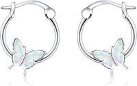 wholesale 925 Sterling Silver Butterfly Opal Hoop Earrings - Gift Ideas for Her-butterfly