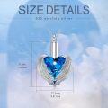 wholesale 925 Sterling Silver Blue Crystal Angel Wings Heart Cremation Pendant Necklace-0-4