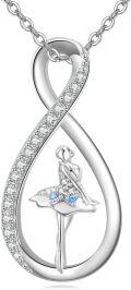 wholesale Sterling Silver Ballerina Dance Necklace Ballet Jewelry Dancer Gift-0-5