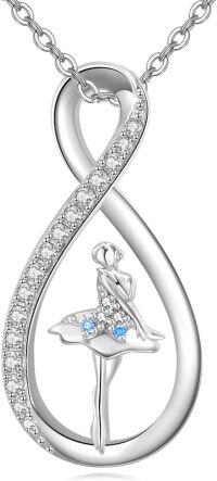 wholesale Sterling Silver Ballerina Dance Necklace Ballet Jewelry Dancer Gift-Dancer Necklace blue