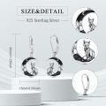 wholesale 925 Sterling Silver Fox Crescent Moon Black Crystal Drop Earrings-0-1