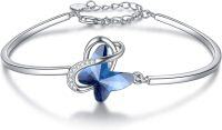 wholesale 925 Sterling Silver & Austrian Crystal Butterfly Jewelry Set - Infinite Love & Freedom Design - Hypoallergenic Gift for Women-A1 Infinity Butterfly - Blue