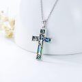 wholesale 925 Sterling Silver Abalone Shell Cross Tree of Life Pendant Necklace with Hummingbird and Butterfly Design-0-2