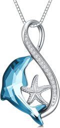 wholesale TOUPOP Dolphin Gifts For Women Sterling Silver Crystal Dolphin Pendant Necklace Dolphins Jewelry For Dolphins Lovers Mothers Day Graduation Birthday Gift For Her -0-0