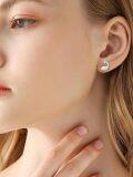 wholesale 925 Sterling Silver Fox on the Moon Stud Earrings with Cubic Zirconia for Women-0-3
