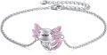 wholesale 925 Sterling Silver Pink Enamel Axolotl Charm Bracelet for Women - Adjustable Birthday Gift Idea-0-0