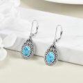wholesale 925 Sterling Silver Teardrop Turquoise & Black Onyx Dangle Earrings - Western Bohemian Style-0-1