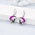 wholesale 925 Sterling Silver Purple Enamel Starry Night Black Cat Crescent Moon Drop Earrings-0-3