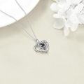 wholesale 925 Sterling Silver Black Onyx I Love You Projection Heart Pendant Necklace-0-2