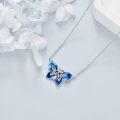 wholesale 925 Sterling Silver Blue Butterfly Heart Knot Pendant Necklace - Cute  for Women-0-3