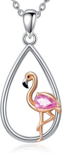 wholesale 925 Sterling Silver Birthstone Flamingo Ladybug Pendant Necklace for Women-Flamingo Necklac