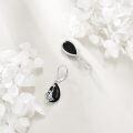 wholesale 925 Sterling Silver Cat & Star Design Teardrop Black Onyx Leverback Earrings-0-2
