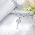 wholesale Sterling Silver Diamond Birth Flower Key Necklace for Women-0-33