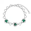 wholesale 925 Sterling Silver & Emerald May Birthstone Heart Bracelet, Hypoallergenic, 6.5+2 Extender, Lobster Clasp, Gift for Women-0-0