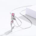 wholesale 925 Sterling Silver Pink CZ Heart Mermaid Pendant Necklaces for Women Beach Gifts-0-1