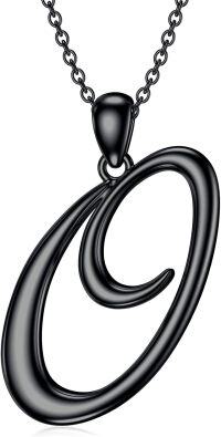 wholesale Sterling Silver 26 Letter Pendant Necklace-Letter O-black gold plated