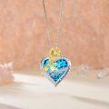 wholesale 925 Sterling Silver Blue Crystal Heart with Gold Sunflower and Cubic Zirconia Accents Pendant Necklace for Daughter-0-4