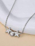 wholesale 925 Sterling Silver Sea Life Necklace with Stars and Sand Dollar Charm Gift for Her-0-4