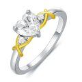 TOUPOP 14K Gold Plated S925 Sterling Silver Moissanite Celtic Knot Heart Engraved Ring-0-0