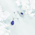 wholesale 925 Sterling Silver Natural Lapis Lazuli Teardrop Dangle Earrings for Women Girls Gift Jewelry 48mm Long-0-4