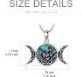 wholesale 925 Sterling Silver Abalone Shell Lotus Flower Triple Moon Goddess Pendant Norse Viking Amulet Necklace for Women Girls-0-2