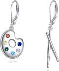 wholesale 925 Sterling Silver Palette & Paintbrush Drop Earrings - Artisan Crafted Jewellery Gifts for Her-0-0