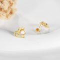 wholesale 14K Gold Opal Heart Dog Cat Animal Lover Stud Earring for Women Girls Gifts-0-1