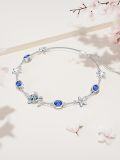 wholesale 925 Sterling Silver Blue Sapphire Turtle & Starfish Anklet for Women-0-3