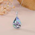 wholesale 925 Sterling Silver Teardrop Abalone Shell & Amethyst Celtic Thistle Pendant Necklace for Women-0-3