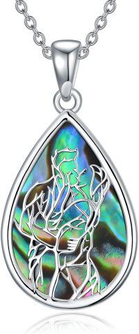 wholesale 925 Sterling Silver Tree of Life Abalone Shell Teardrop Pendant Necklace for Women Romantic s-G+Hug Tree of Life