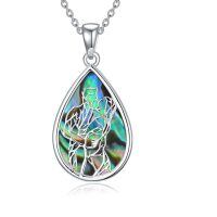wholesale 925 Sterling Silver Tree of Life Abalone Shell Teardrop Pendant Necklace for Women Romantic s-G+Hug Tree of Life