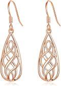 wholesale Rose Gold 925 Sterling Silver Teardrop Celtic Knot Drop Earrings for Women-0-0