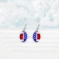 wholesale 925 Sterling Silver American Flag Football Leverback Drop Earrings Sports Gift for Her-0-1