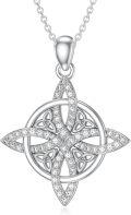 wholesale 925 Sterling Silver & White Zirconia Witches Knot April Birthstone Necklace for Women-0-0