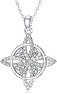 wholesale 925 Sterling Silver & White Zirconia Witches Knot April Birthstone Necklace for Women-April