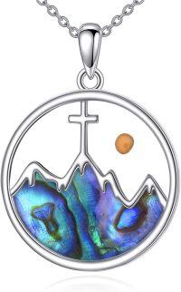 wholesale 925 Sterling Silver Abalone Shell Cross Mountain Pendant Necklace for Women-15-Cross Mountain Necklaces