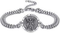 wholesale 925 Sterling Silver Angel of Saint Michael Protection Charm Bracelet w/Stone-01-Saint Michael