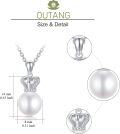 wholesale 925 Sterling Silver Crown Design with White Freshwater Pearl and Cubic Zirconia Pendant Necklace for Women-0-5