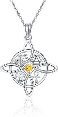wholesale Sterling Silver Celtic Cross Witches Knot Pendant Necklace Amulet Gift-A-Birthstone-November-A-Birthstone-November