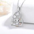 wholesale 925 Sterling Silver Unicorn Heart Pendant Necklace with Cubic Zirconia Stones - Cute  for Women Girlfriends Moms-0-4