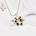 wholesale 925 Sterling Silver Gold Plated Panda Bear Pendant Necklace with Green Crystal Accents for Women Animal s-0-2