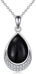 wholesale Sterling Silver Moonstone Cubic Zirconia Teardrop Pendant Necklace-0-49