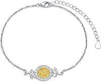 wholesale 925 Sterling Silver Compass Anchor Charm Bracelet & Anklet Set for Women-Compass Anchor Bracelet 7\"-9\"