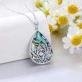 wholesale 925 Sterling Silver Teardrop Abalone Shell Lotus Flower Pendant Necklaces for Women's s-0-2