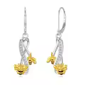 TOUPOP Silver Bee Earrings with Stone-0-0