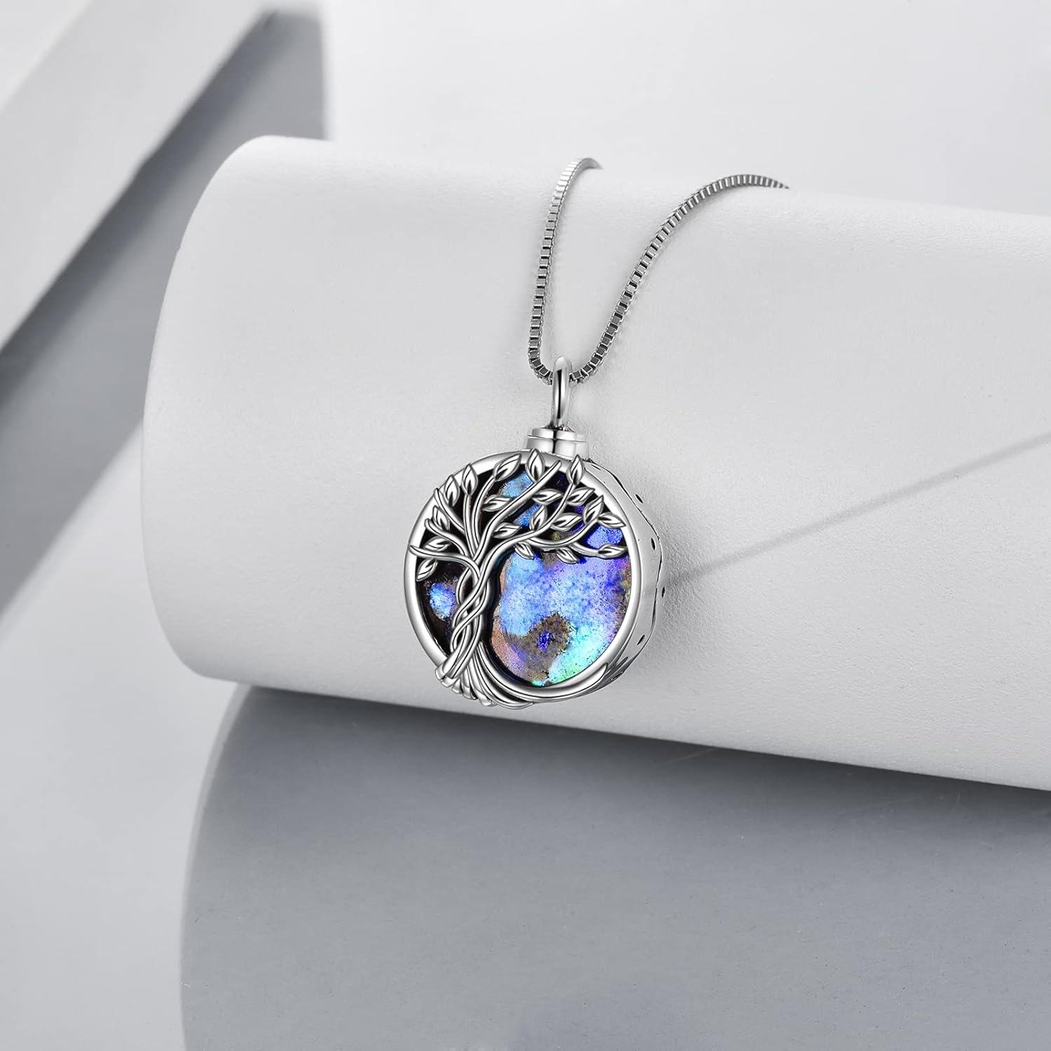 925 Sterling Silver Labradorite Tree of Life Locket Necklace - Irish s for Women-0-4