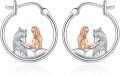 wholesale 925 Sterling Silver Mermaid & Horse Hoop Earrings - Cute  for Women-0-0