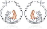 wholesale 925 Sterling Silver Mermaid & Horse Hoop Earrings - Cute  for Women-horse women