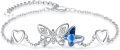 wholesale 925 Sterling Silver Heart Butterfly Blue Crystal Charm Bracelet for Women Girls-0-0