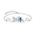 wholesale 925 Sterling Silver Heart Butterfly Blue Crystal Charm Bracelet for Women Girls-0-0